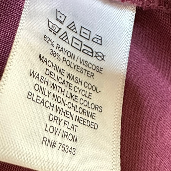 Tahari Burgundy Draped Faux Wrap Blouse Women's Size S EUC - Picture 3 of 4